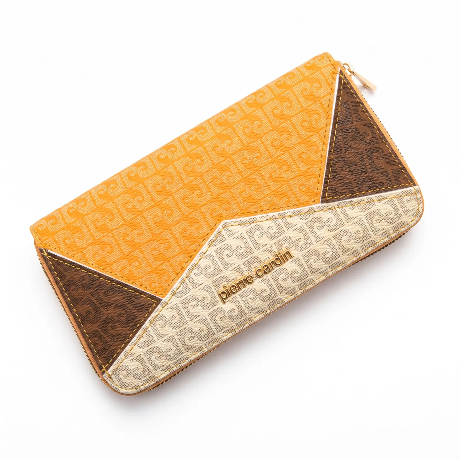 Portefeuille Pierre Cardin Patchwork Monogramme — Orange — taille Petit